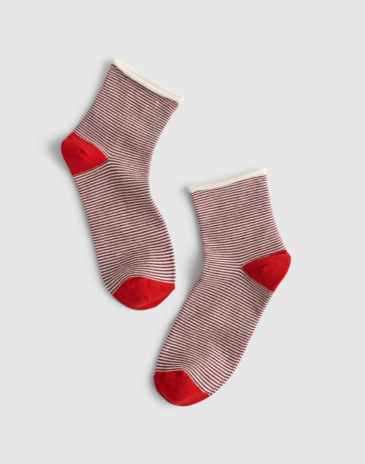 Contrast-Stripe Ankle Socks Dusty Merlot | Madewell Trending