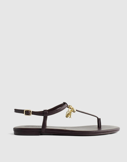 Madewell x Shopbop Iggy Charm T-Strap Sandal in Leather Coffee Bean | Madewell Essential