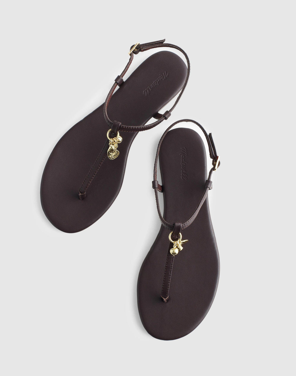 Madewell x Shopbop Iggy Charm T-Strap Sandal in Leather Coffee Bean | Madewell Essential