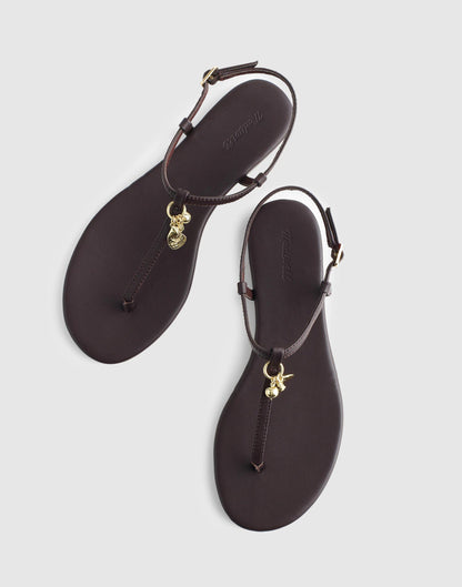 Madewell x Shopbop Iggy Charm T-Strap Sandal in Leather Coffee Bean | Madewell Essential