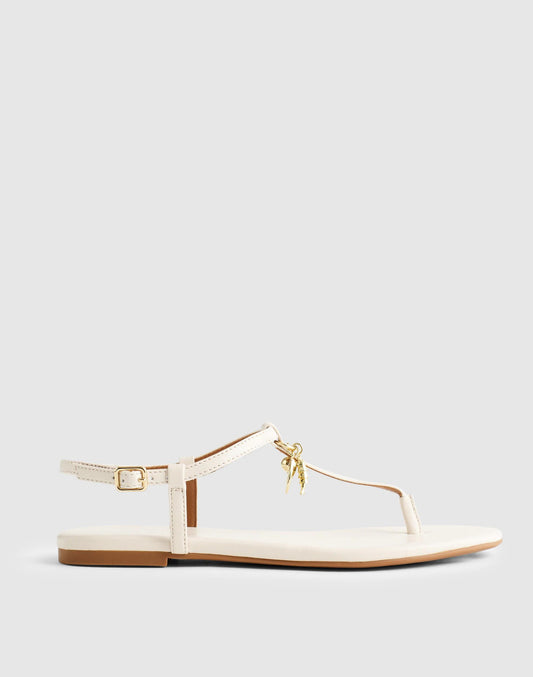 Madewell x Shopbop Iggy Charm T-Strap Sandal in Leather Vintage Ivory | Madewell Best Price