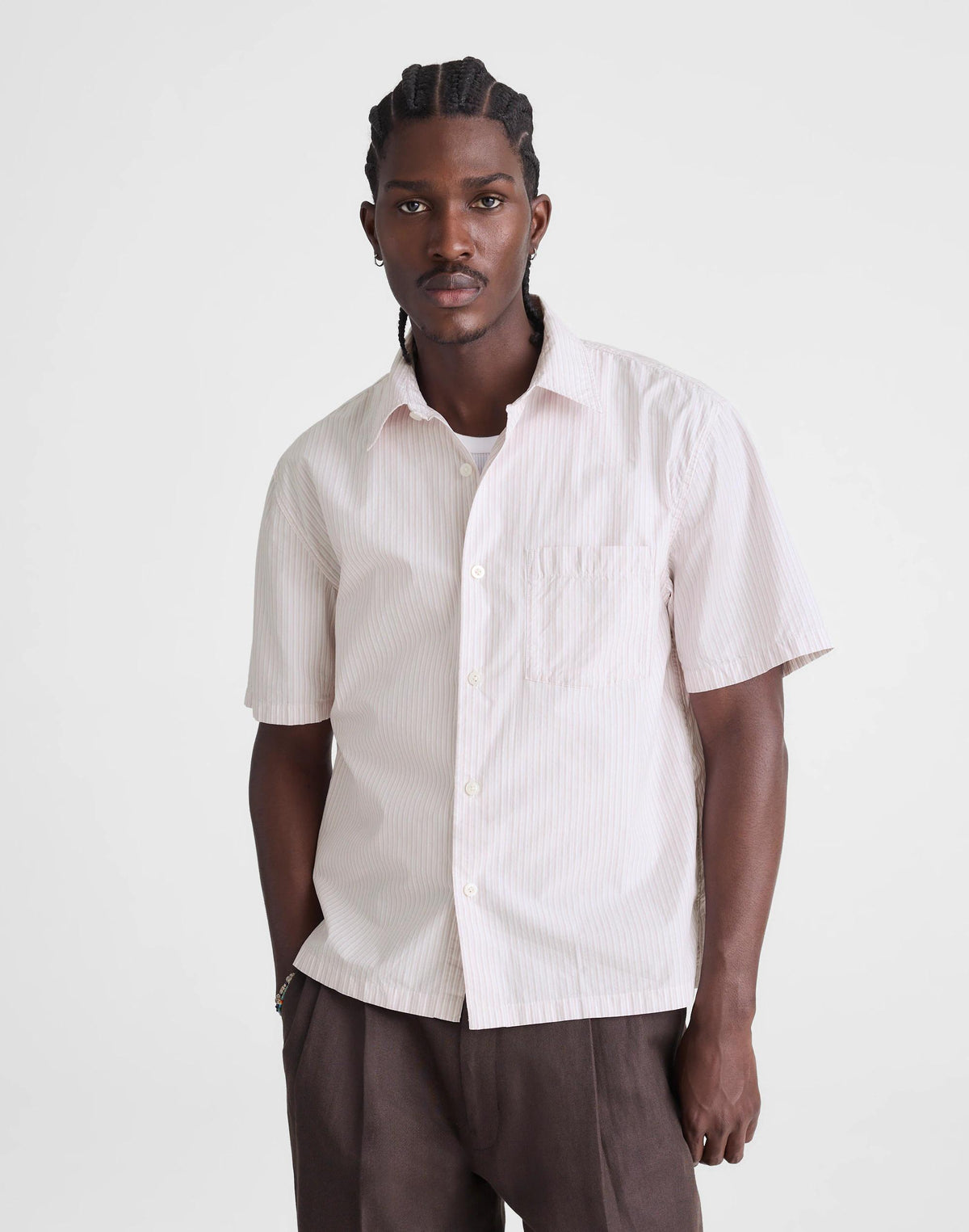 Boxy Cropped Shirt in Crisp Poplin Mini Shirting Stripe | Madewell Quality