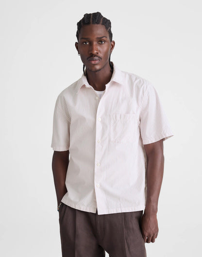 Boxy Cropped Shirt in Crisp Poplin Mini Shirting Stripe | Madewell Quality