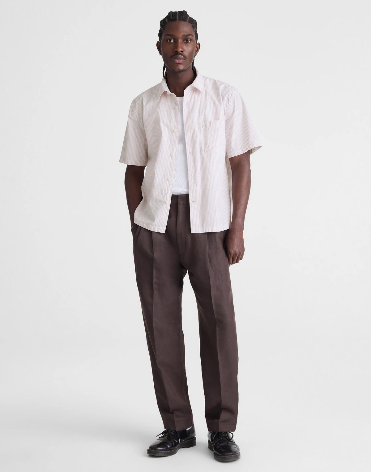 Boxy Cropped Shirt in Crisp Poplin Mini Shirting Stripe | Madewell Quality