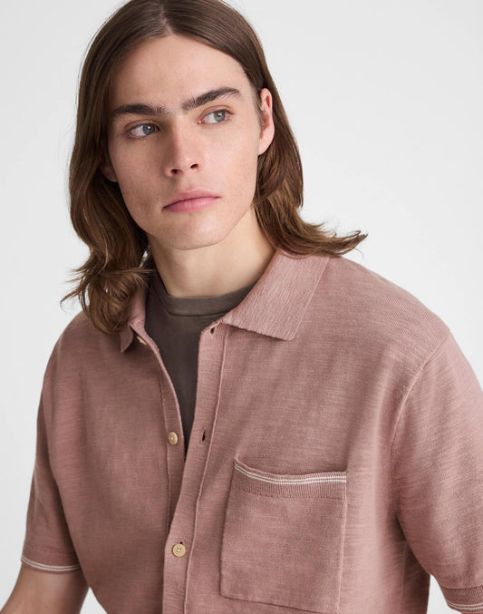 Tipped Knit Button-Up Shirt in Slub Knit Cotton Pale Thistle | Madewell Trusted