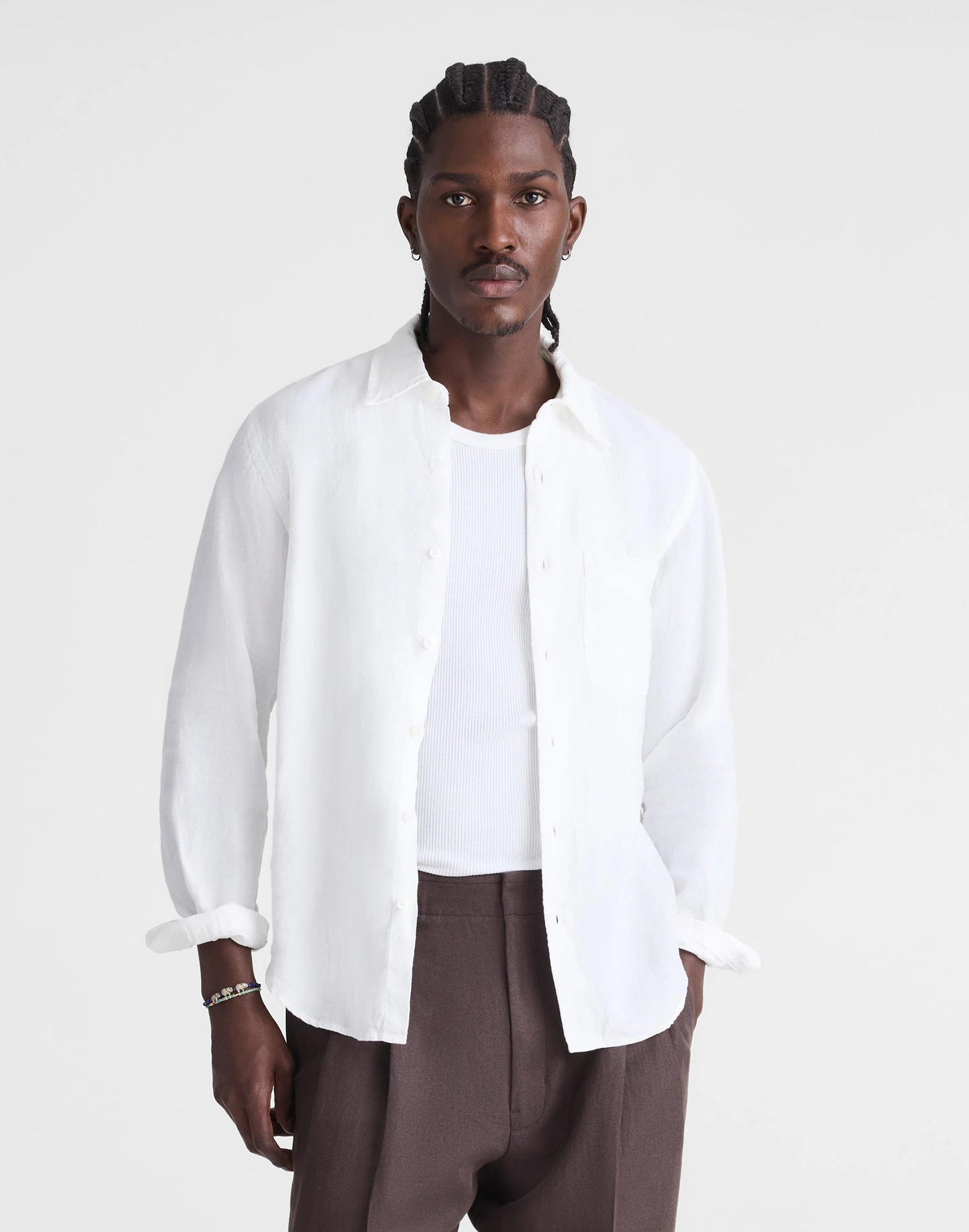 Button-Up Shirt in Linen White | Madewell Popular