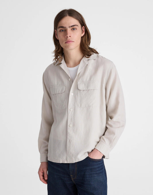 The Long-Sleeve Camp Shirt in Archive Linen Blend Form Grey | Madewell Popular