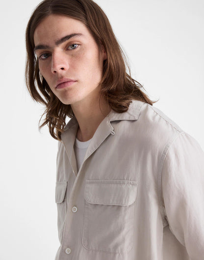 The Long-Sleeve Camp Shirt in Archive Linen Blend Form Grey | Madewell Popular