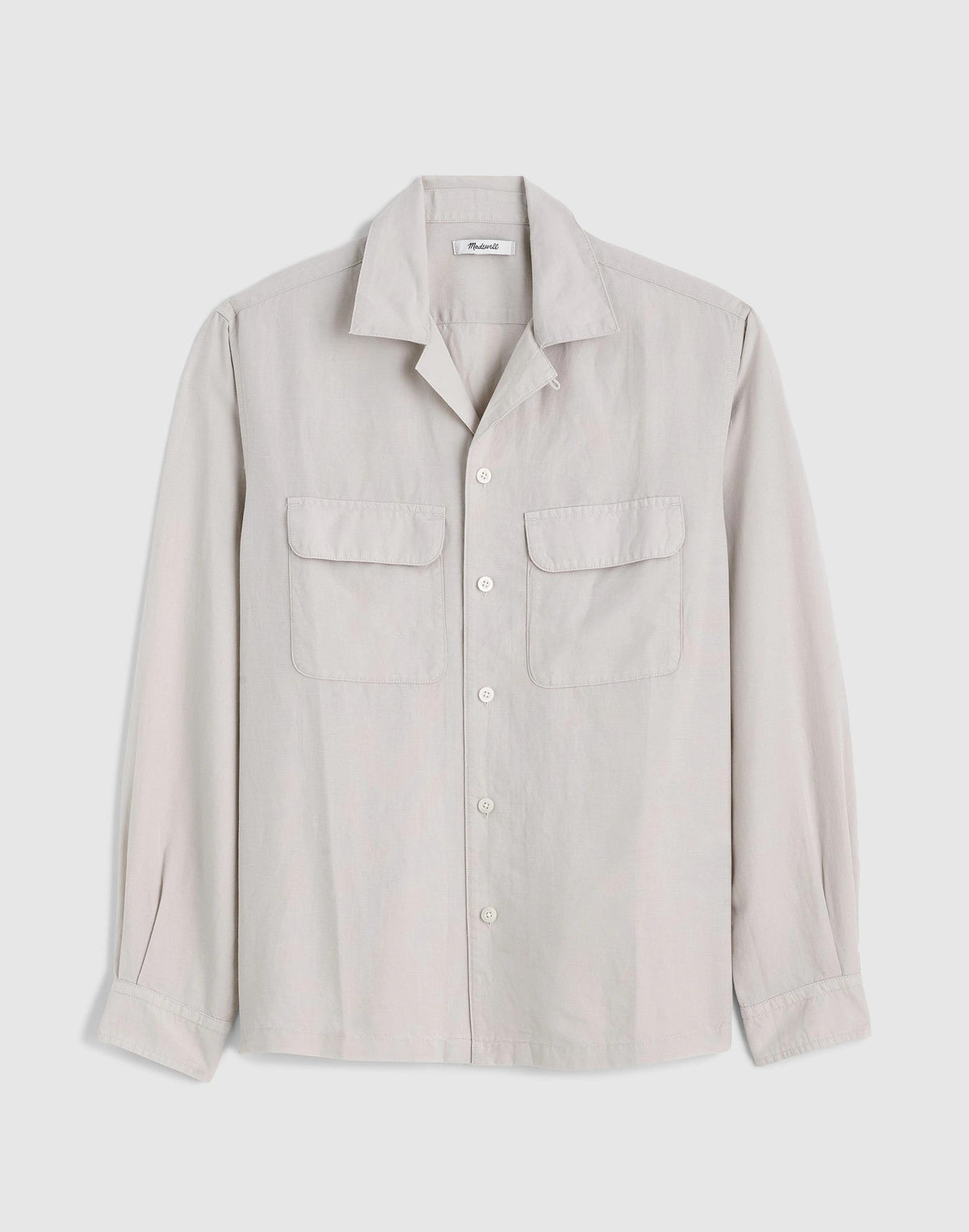 The Long-Sleeve Camp Shirt in Archive Linen Blend Form Grey | Madewell Popular