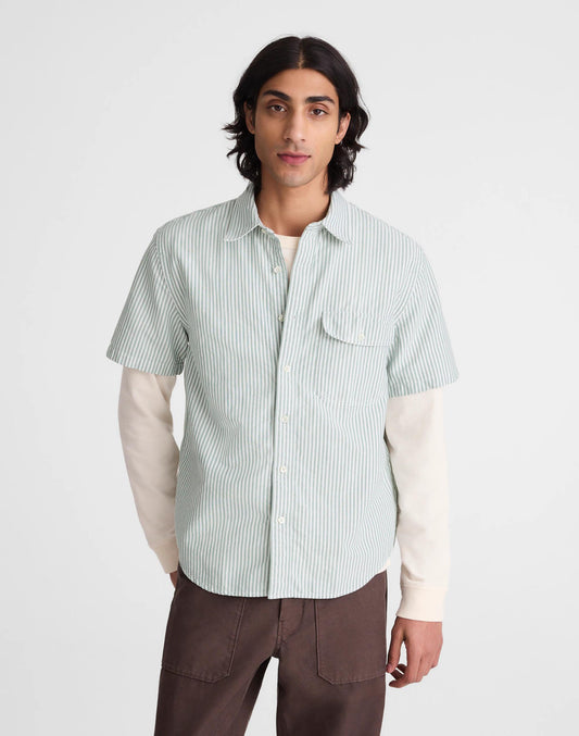 Short-Sleeve Single-Pocket Shirt in Allday Oxford Stripe | Madewell Quality