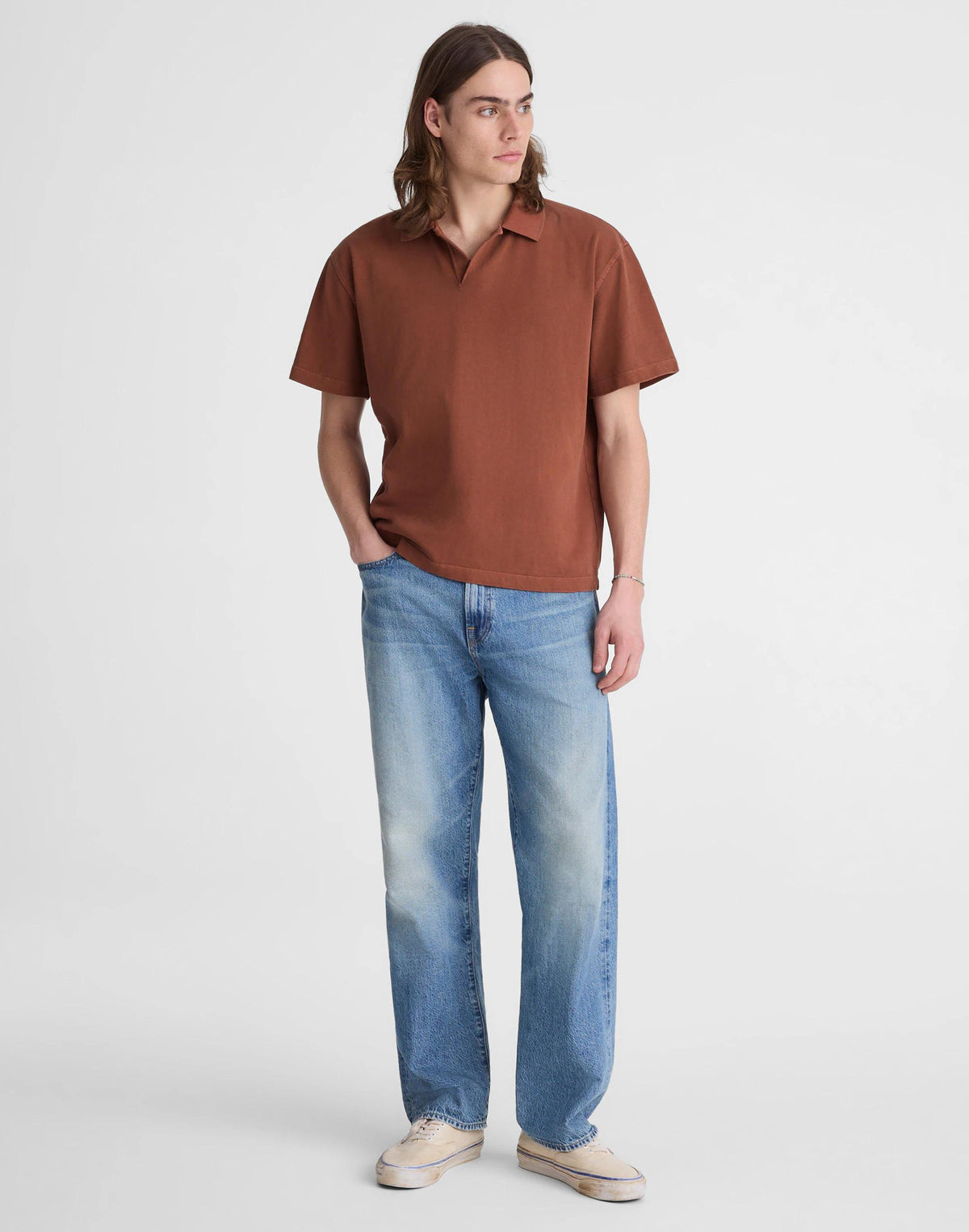 Short-Sleeve Compact-Knit Polo Cinnamon Stick | Madewell Smart Buy