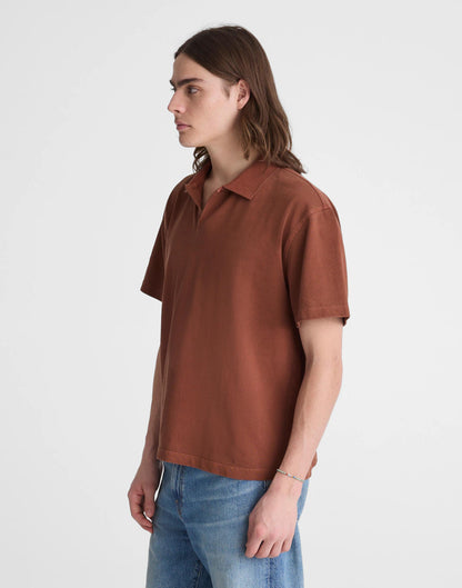 Short-Sleeve Compact-Knit Polo Cinnamon Stick | Madewell Smart Buy