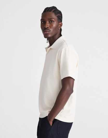 Short-Sleeve Compact-Knit Polo Parchment | Madewell Sale