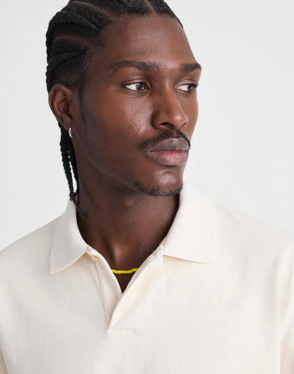 Short-Sleeve Compact-Knit Polo Parchment | Madewell Sale