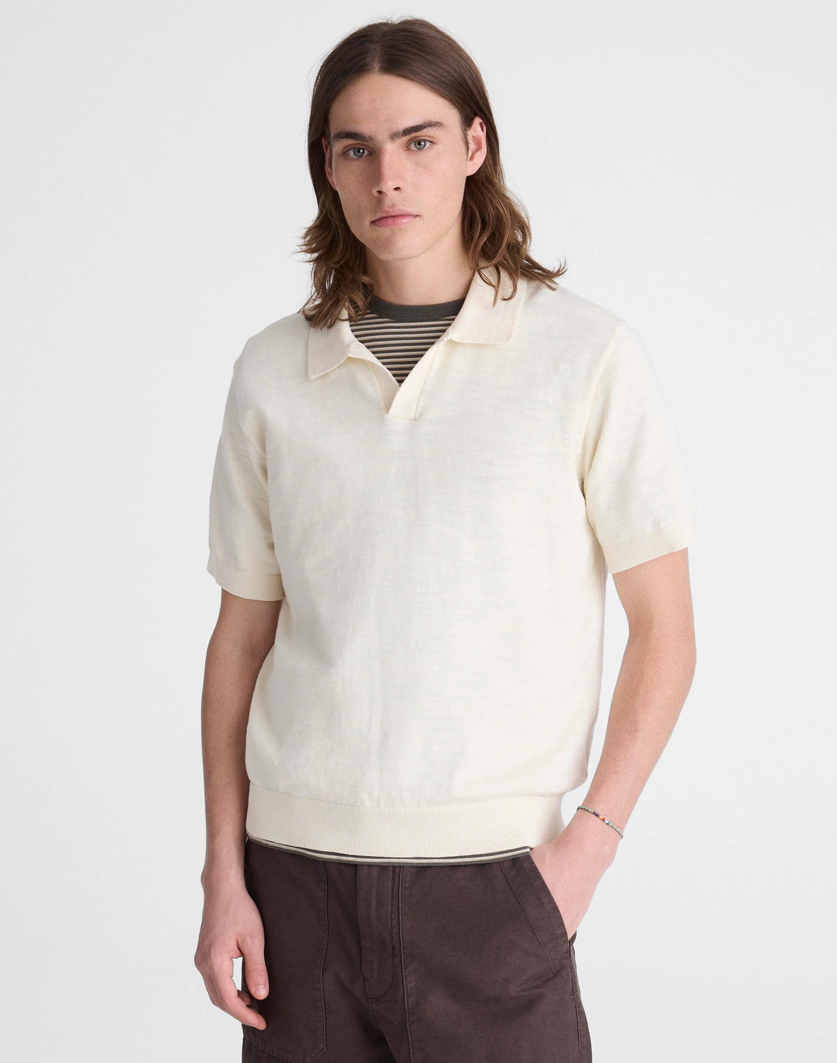 Johnny-Collar Sweater Polo in Slub Knit Cotton Antique Cream | Madewell Customer Favorite