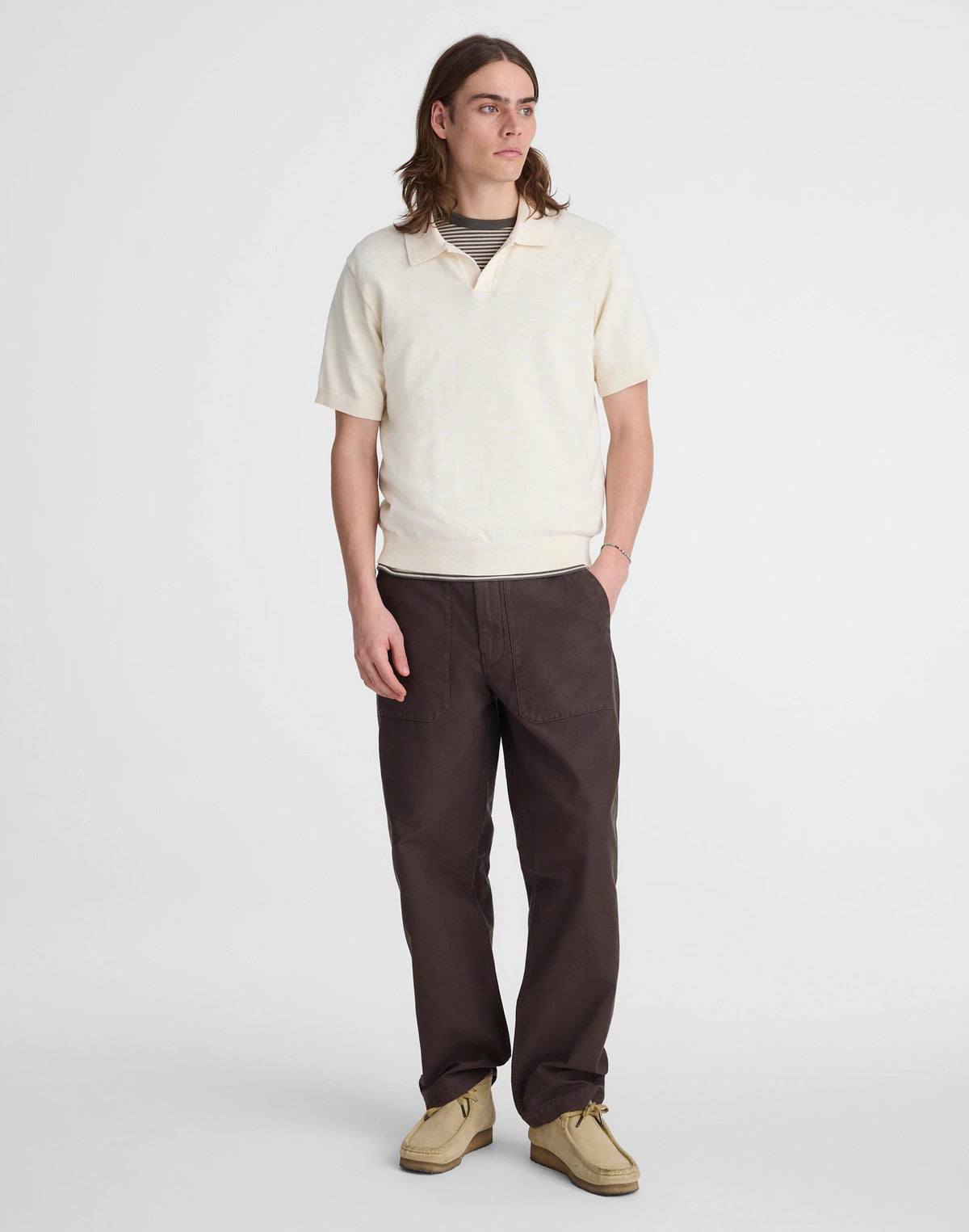 Johnny-Collar Sweater Polo in Slub Knit Cotton Antique Cream | Madewell Customer Favorite