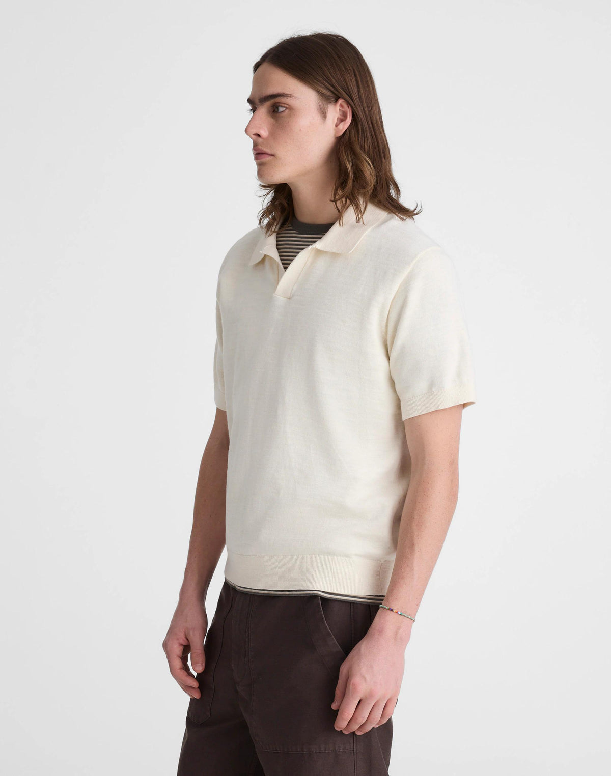 Johnny-Collar Sweater Polo in Slub Knit Cotton Antique Cream | Madewell Customer Favorite