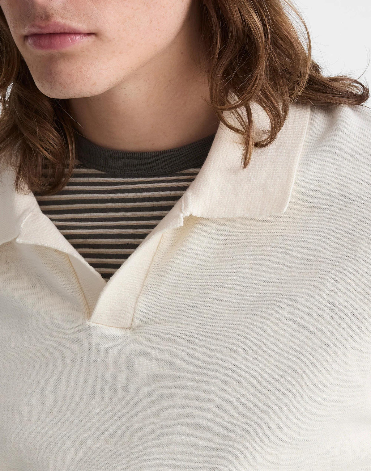 Johnny-Collar Sweater Polo in Slub Knit Cotton Antique Cream | Madewell Customer Favorite