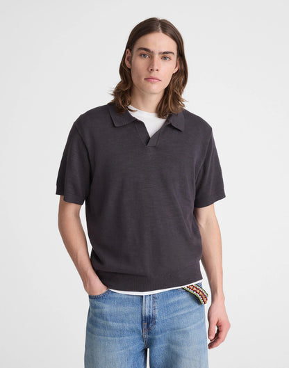 Johnny-Collar Sweater Polo in Slub Knit Cotton Coal | Madewell Hot Sale