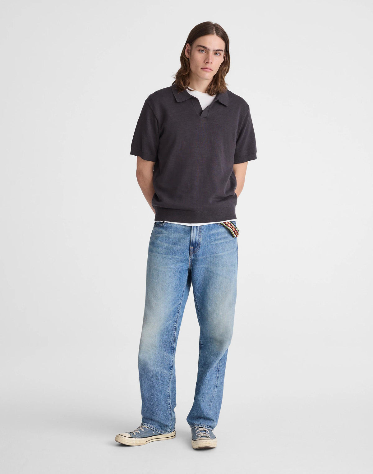 Johnny-Collar Sweater Polo in Slub Knit Cotton Coal | Madewell Hot Sale