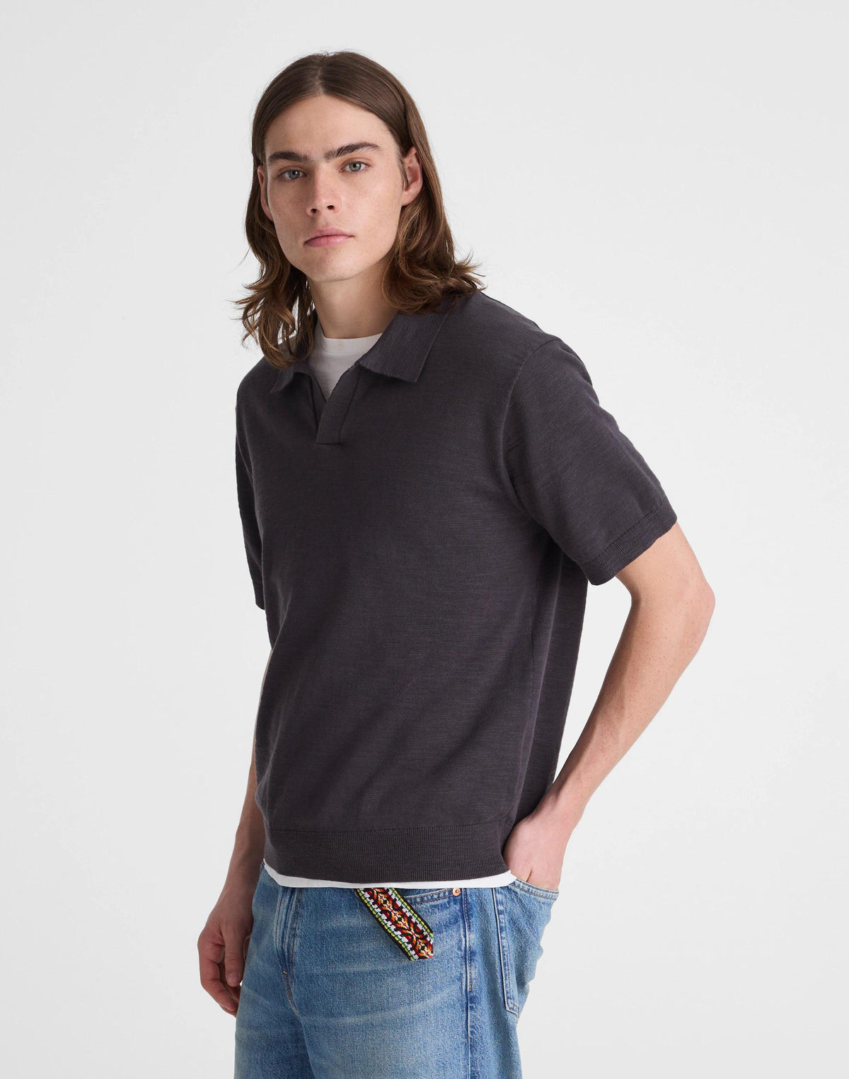 Johnny-Collar Sweater Polo in Slub Knit Cotton Coal | Madewell Hot Sale