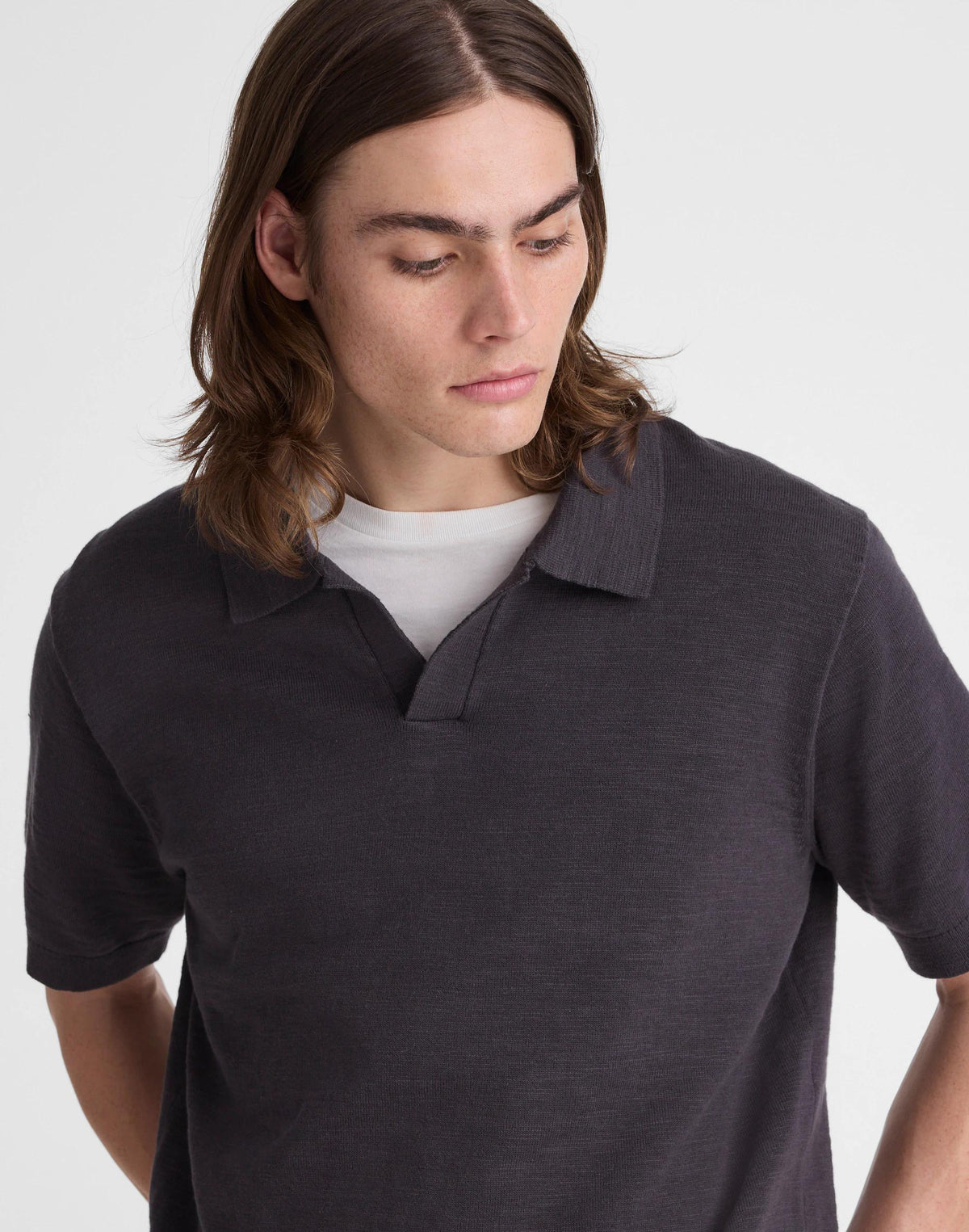 Johnny-Collar Sweater Polo in Slub Knit Cotton Coal | Madewell Hot Sale