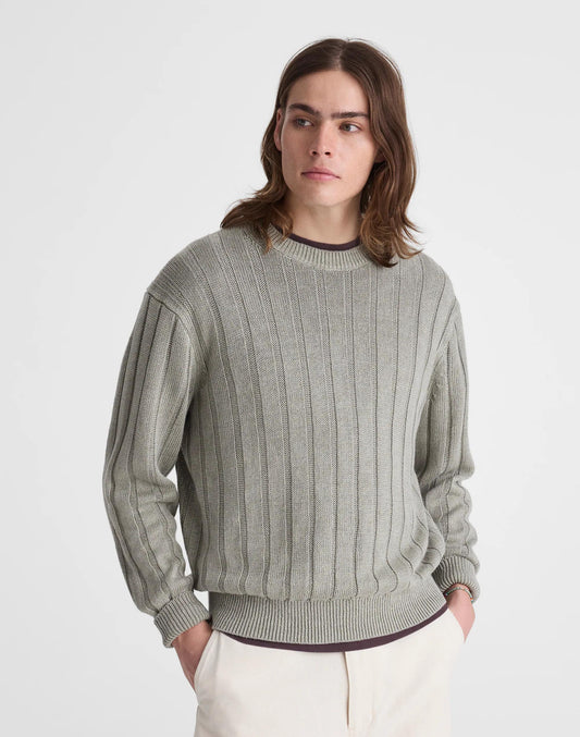 Crewneck Sweater in DuneRib Linen Light Sage | Madewell Sale