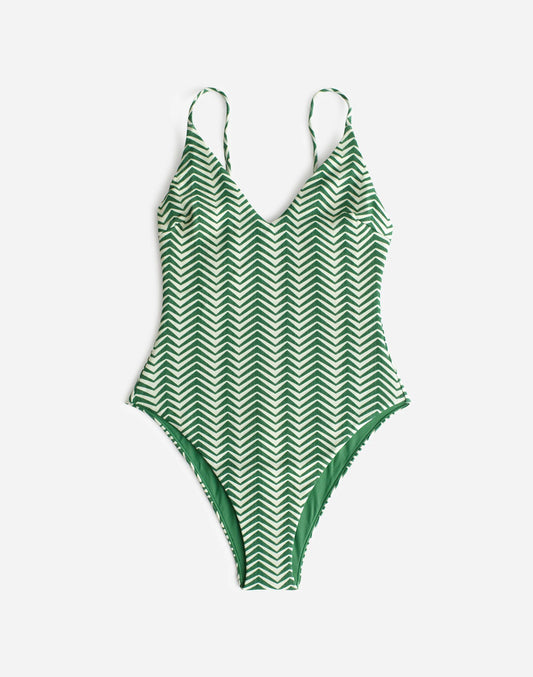 Zulu & Zephyr Green Zig Zag One-Piece Swimsuit Green Zig Zag | Madewell Value