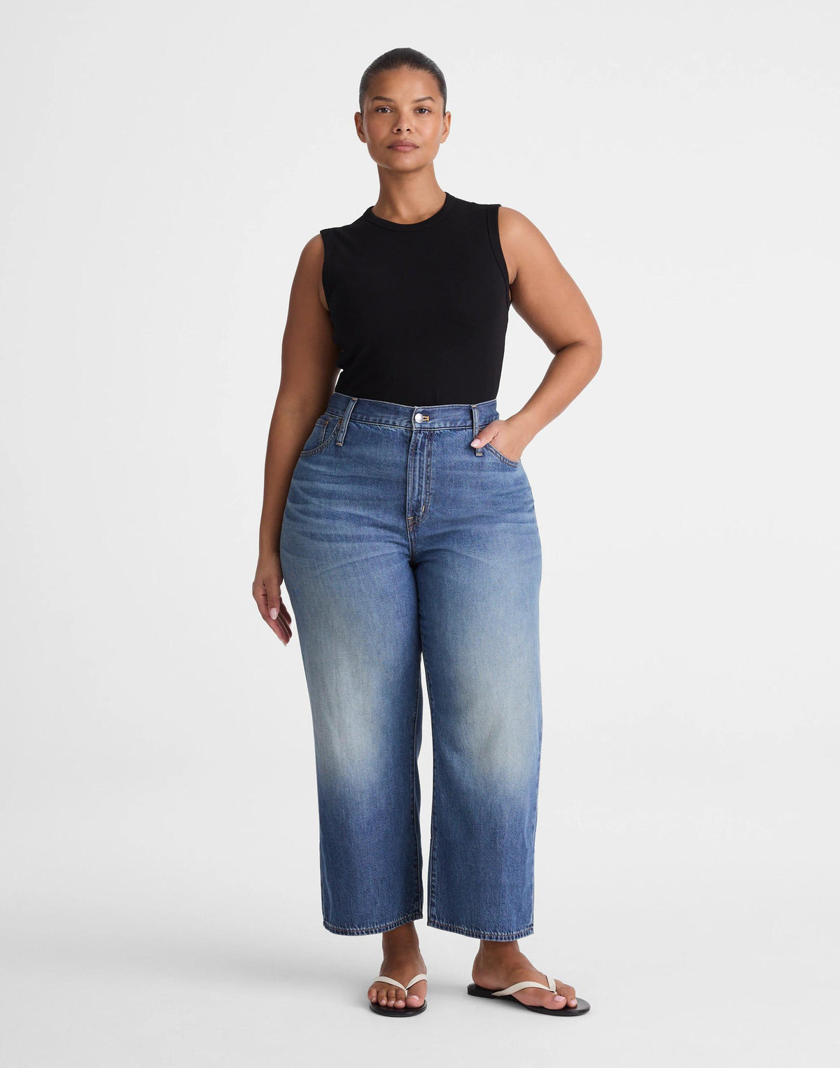 The Plus Perfect Vintage Wide-Leg Crop Jean in Airy Denim Solstice Wash | Madewell Hot Sale