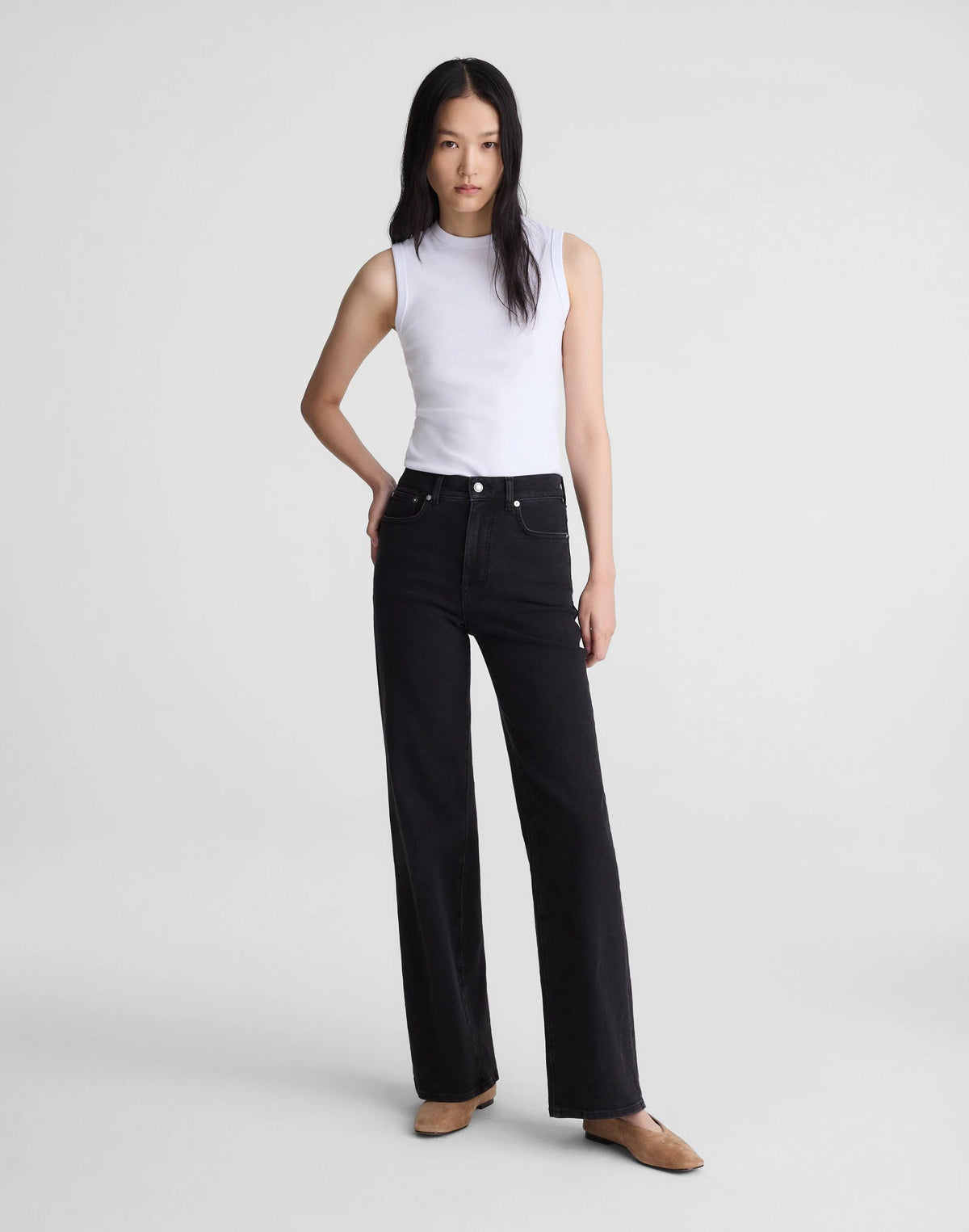 The Wide-Leg Jean in Super Stretch Denim Black Frost | Madewell Hot Sale