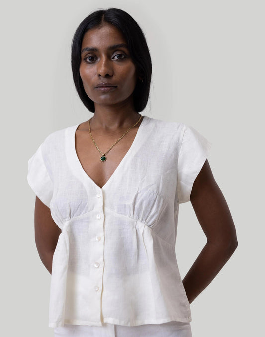 Reistor Deep V-Neck Top Ivory White | Madewell Essential