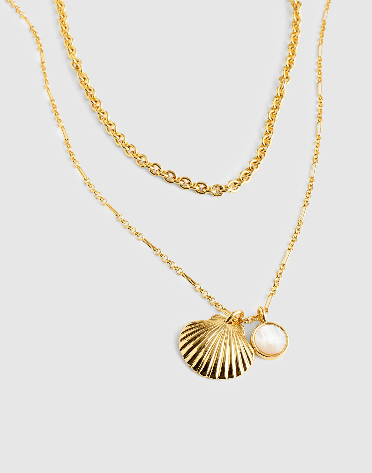 Two-Pack Mother-of-Pearl Necklace Set Antique Gold | Madewell Signature