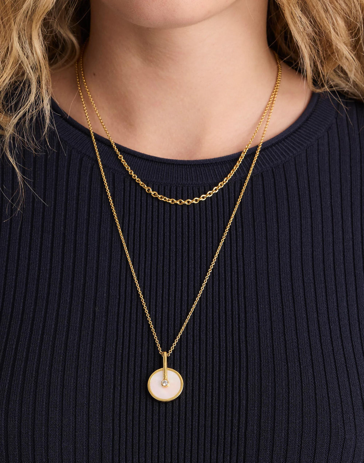 Two-Pack Stone Inlay Coin Necklace Set Mother Of Pearl | Madewell Everyday