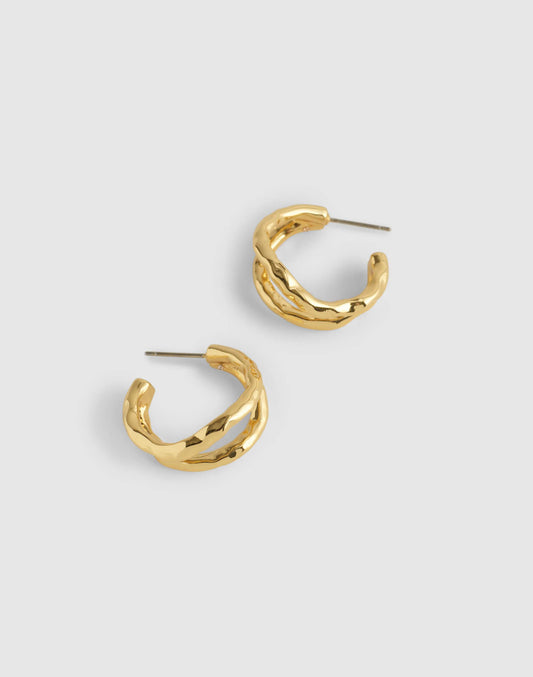 Hammered Sculptural Double-Hoop Earrings Antique Gold | Madewell Popular